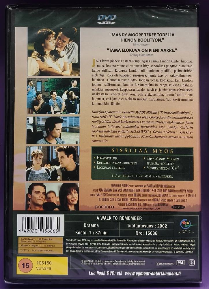 UUSI (DVD) Mandy Moore : Muistojen polku (2002) EGMONT