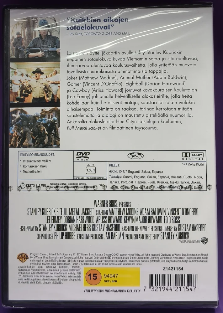 UUSI (DVD) Full Metal Jacket (1987) SUOMIKANNET