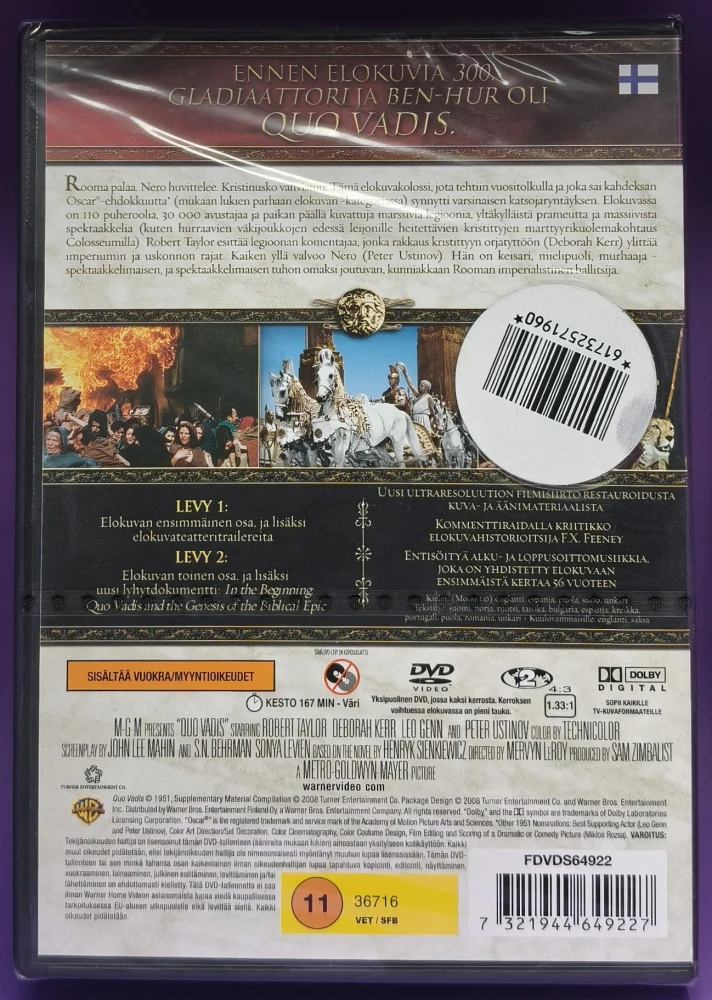 UUSI (2 DVD) Robert Taylor: Quo Vadis (1951) SUOMIKANNET