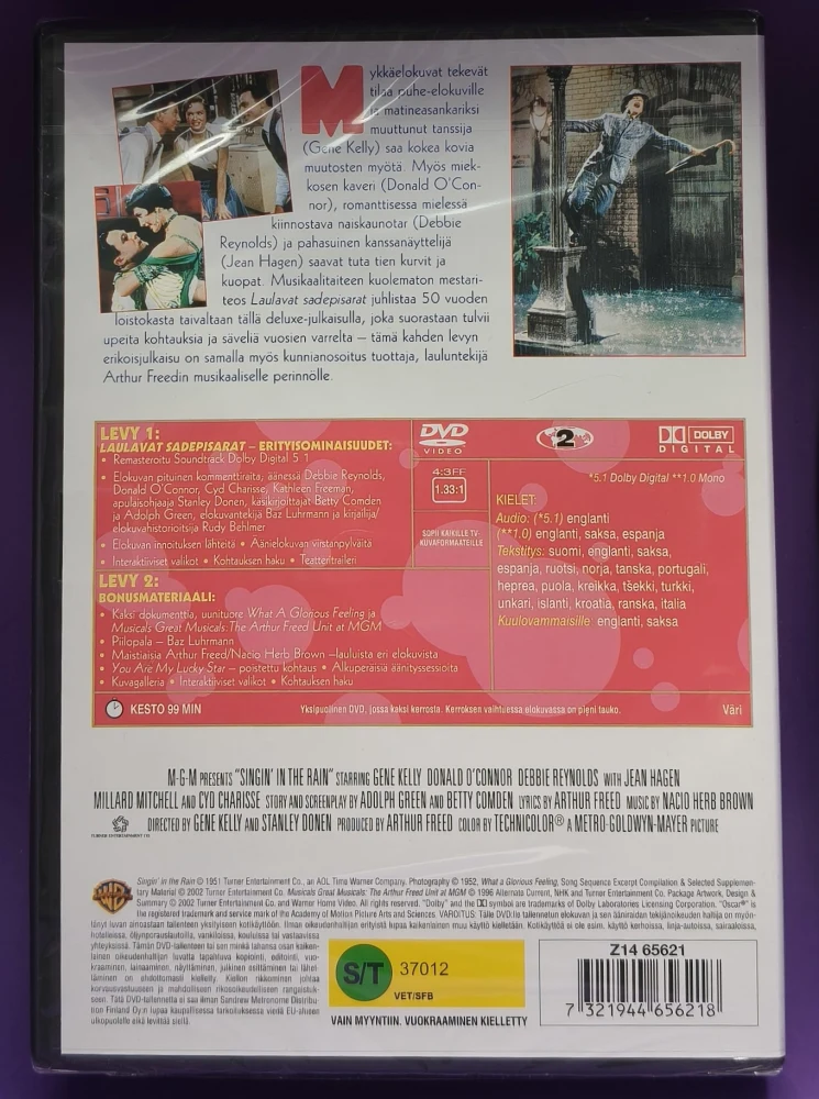 UUSI (2 DVD)  Gene Kelly: Laulavat sadepisarat (1952) SUOMIKANNET