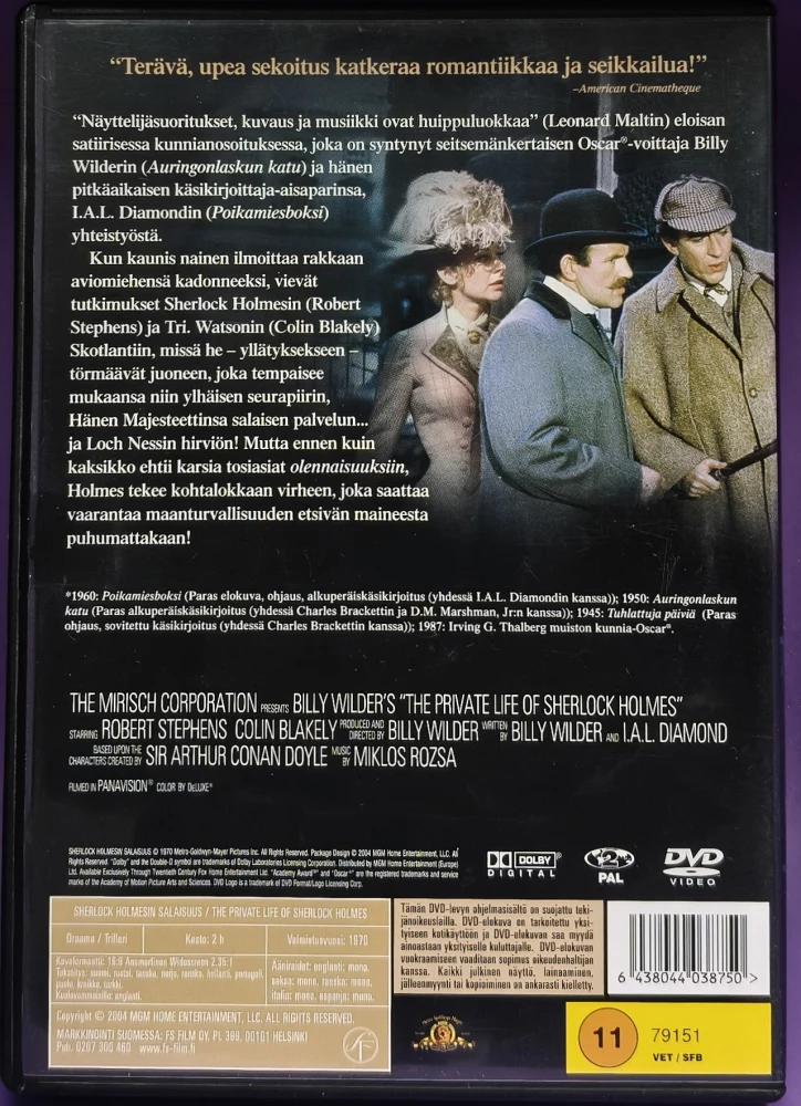 DVD) Billy Wilder: Sherlock Holmesin salaisuus (1970) SUOMIKANNET