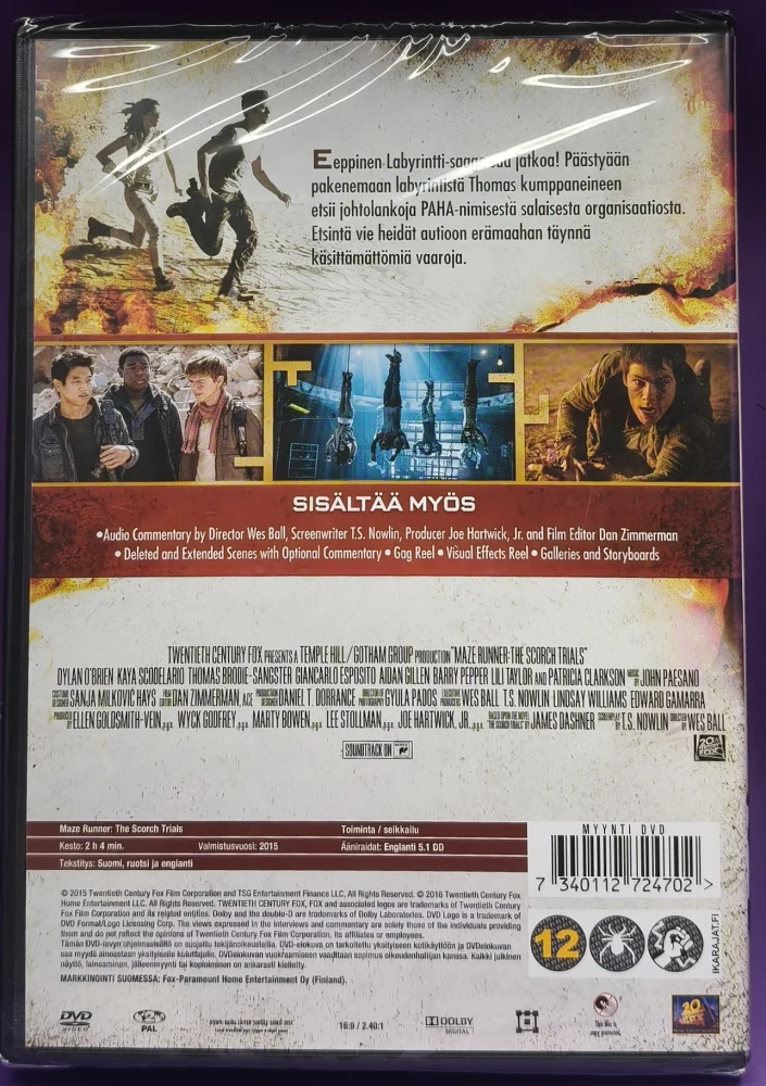 UUS (DVD) Labyrintti - Aavikkokokeet - Maze Runner 2 (2015)