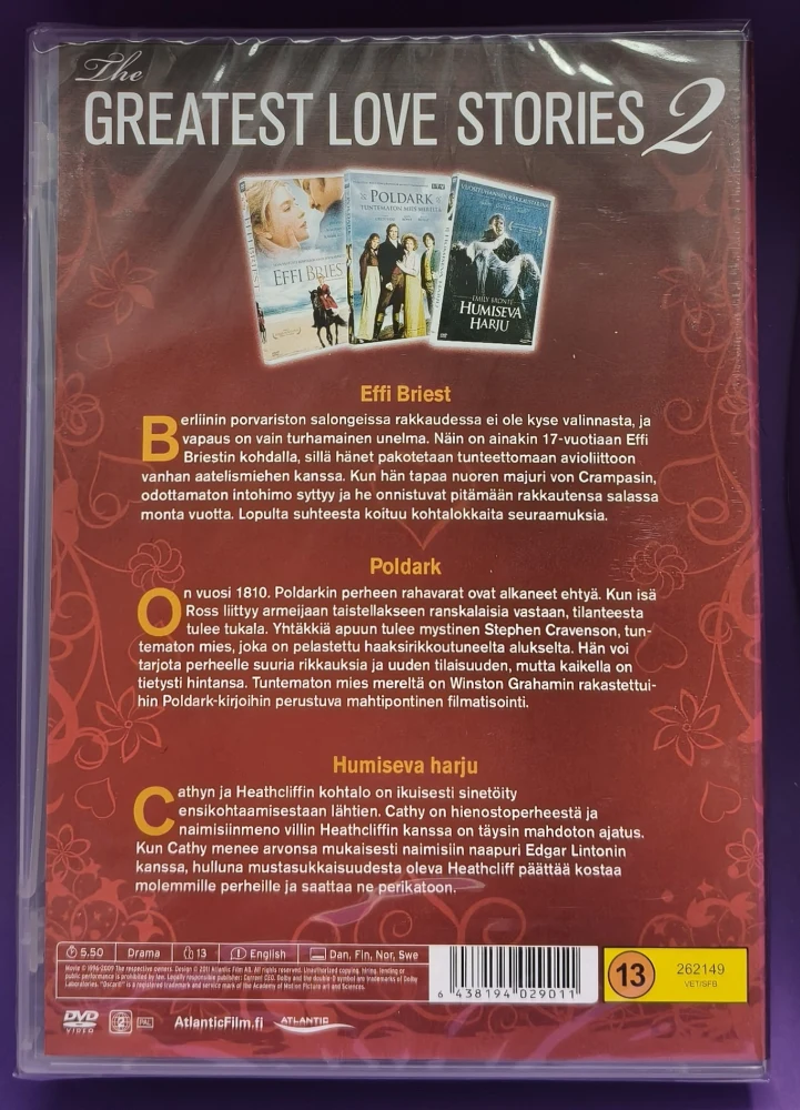 UUSI (3DVD BOKSI) Effi Briest (2009) Poldark (1996) Humiseva harju (2009)