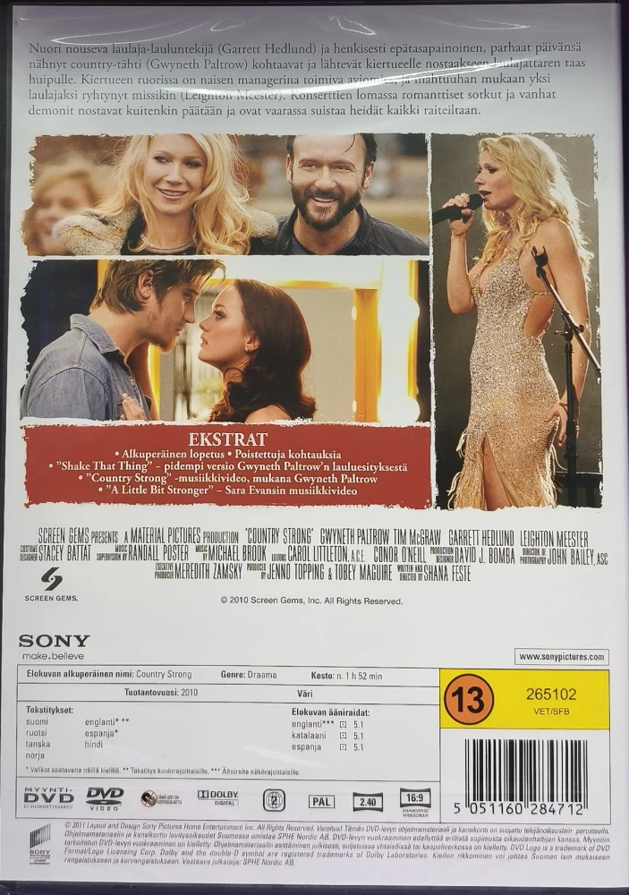 UUSI (DVD) Gwyneth Paltrow: Country Strong (2010)