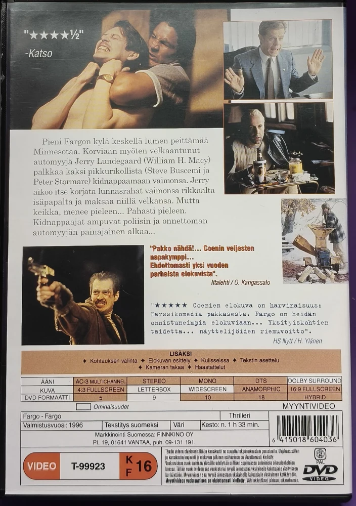 DVD) Fargo (1996) SUOMIKANNET