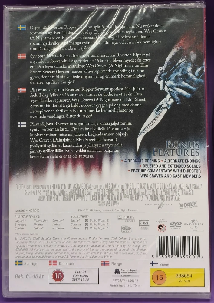 UUSI (DVD) Wes Craven: My soul to take (2010)