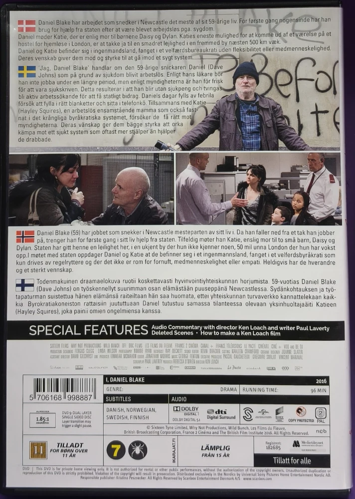 DVD) I, Daniel Blake (2016) Dave Johns, Hayley Squires