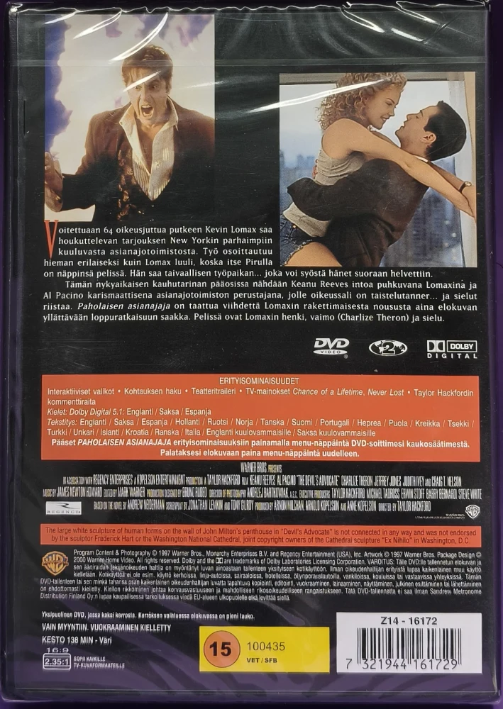 UUSI! (DVD) Keanu Reeves, Al Pacino: Paholaisen asianaja (1997)