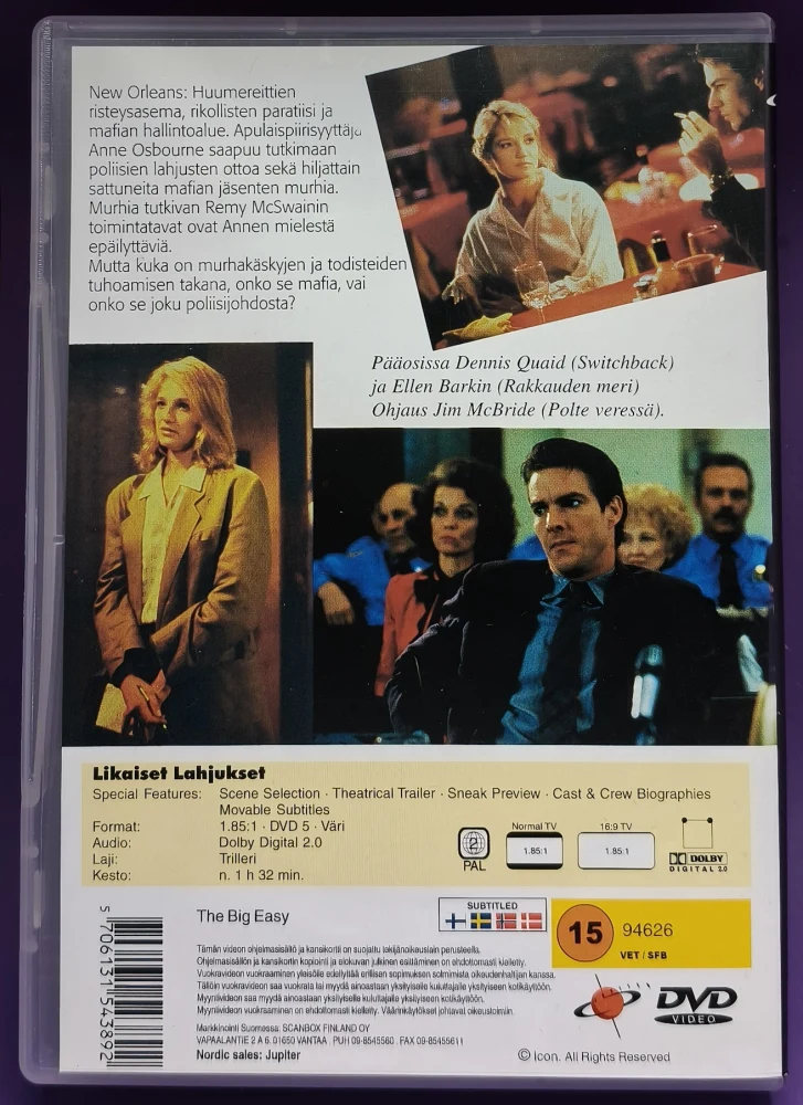 DVD) Likaiset Lahjukset - The Big Easy (1987) SUOMIKANNET