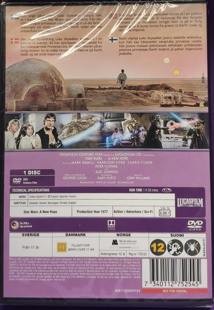 UUSI (DVD) STAR WARS - A NEW HOPE - UUSI TOIVO (1977