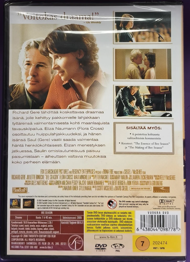 UUSI (DVD) Richard Gere, Juliette Binoche: Bee Season (2005)