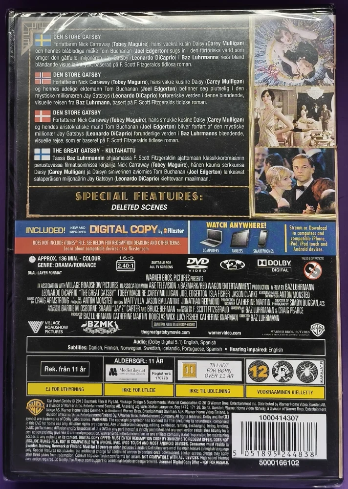 UUSI (DVD) The Great Gatsby (2012) Leonardo DiCaprio