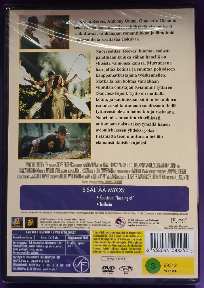 UUSI! DVD) Keanu Reeves: Rakkauden pilvitarha (1995)