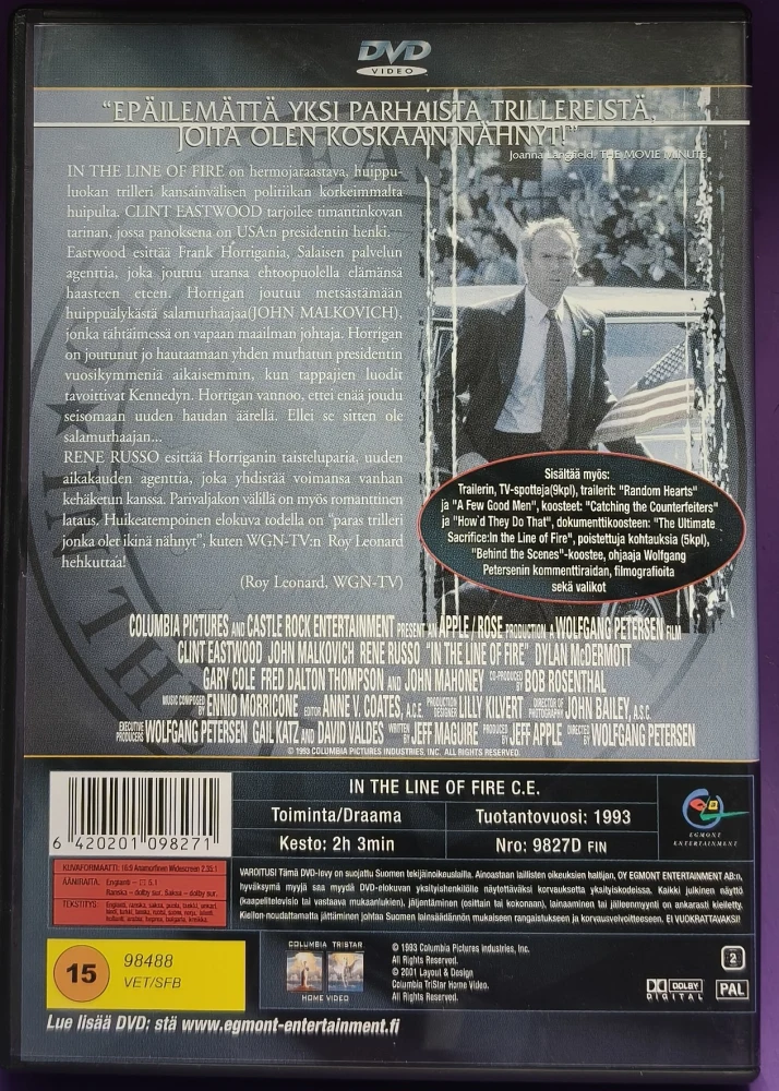 DVD) Clint Eastwood: Tulilinjalla (1993) EGMONT