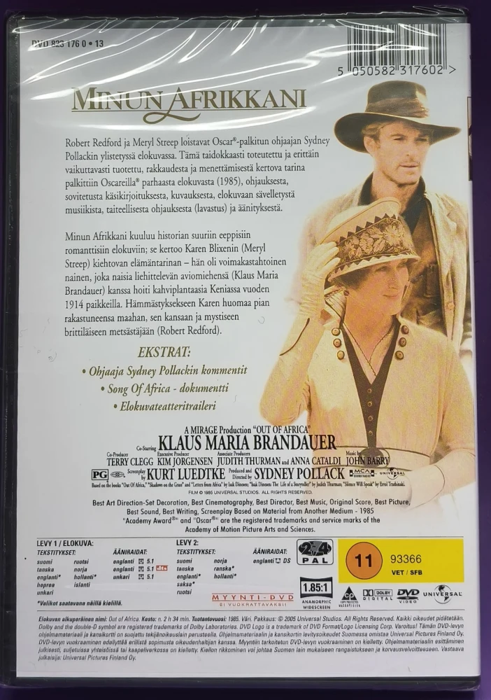 UUSI (2 DVD) Robert Redford, Meryl Streep: Minun Afrikkani (1985)