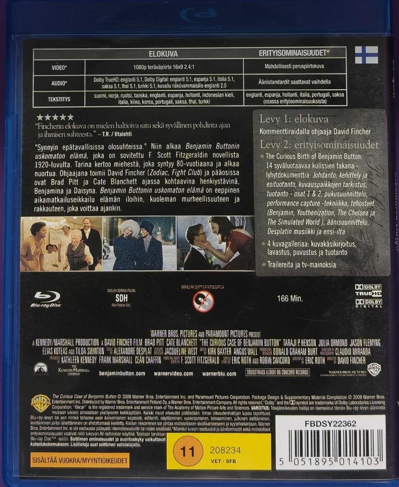 2BLU-RAY) Benjamin Buttonin uskomaton elämä - SUOMIKANNET