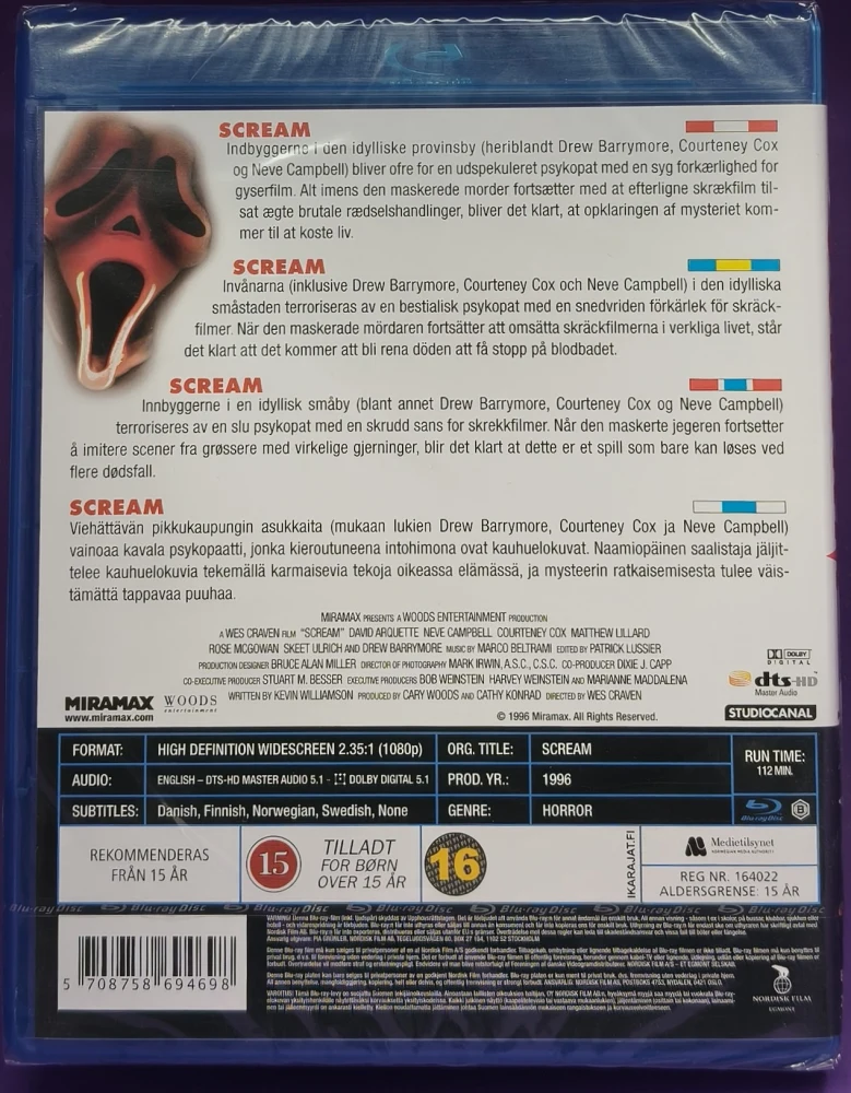 UUSI (BLU-RAY) Scream (1) (1996) SUOMITEKSTIT