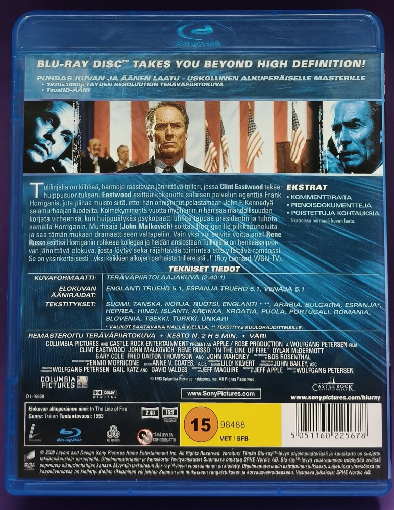 BLU-RAY) Clint Eastwood: Tulilinjalla (1993) SUOMIKANNET