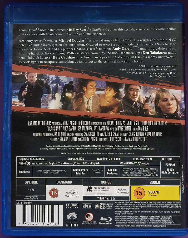 BLU-RAY) Black Rain - Musta Sade (1989) EI SUOMITEKSTIÄ