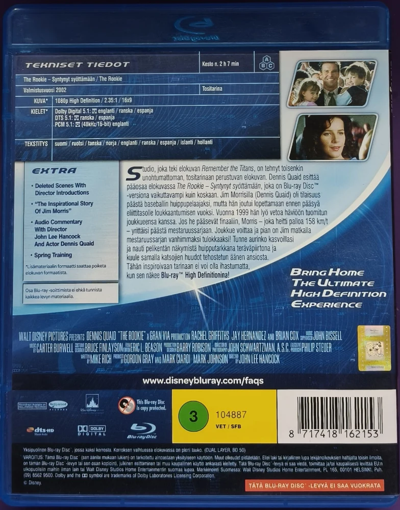 BLU-RAY) The Rookie - Syntynyt syöttämään (2002) SUOMIKANNET