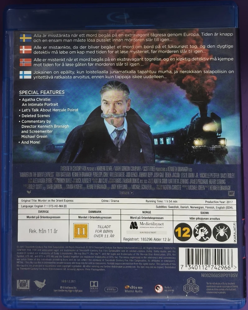 BLU-RAY) Murder On The Orient Express - Idän Pikajunan Arvoitus (2017)