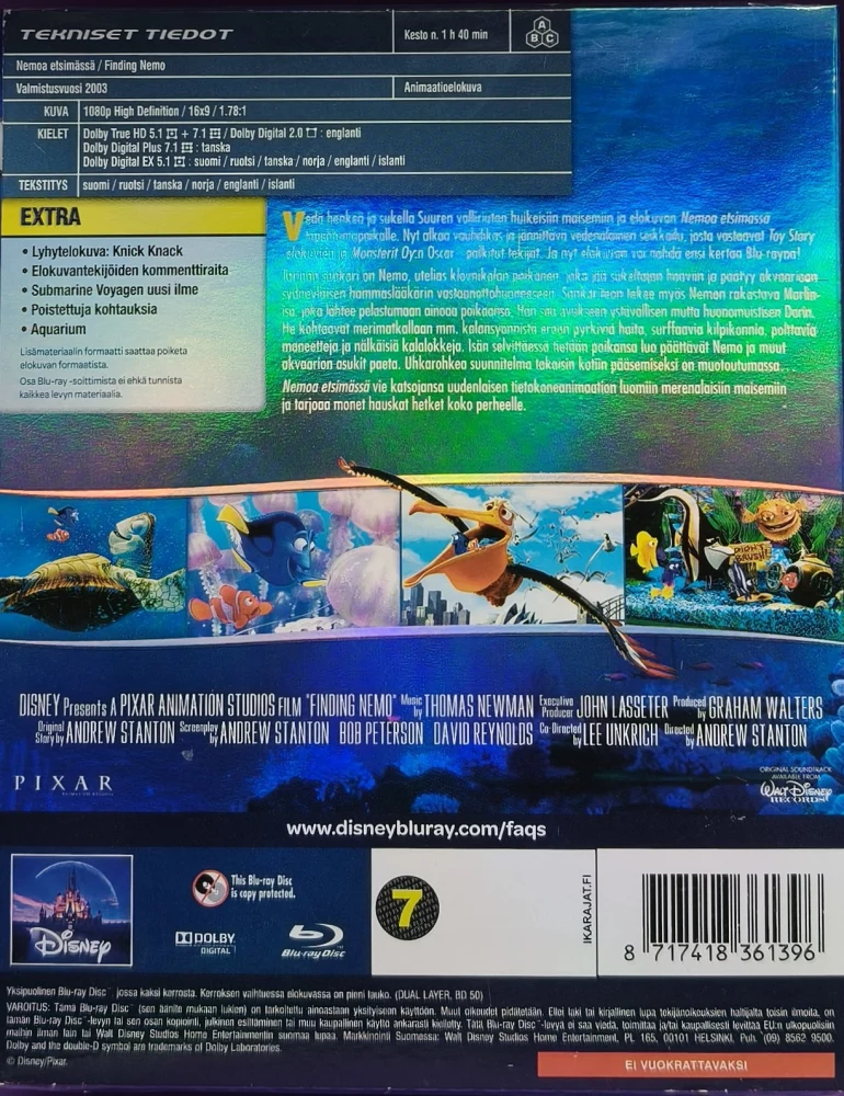 UUSI (BLU-RAY) Disney-Pixar Klassikko 5. Nemoa etsimässä (2003)