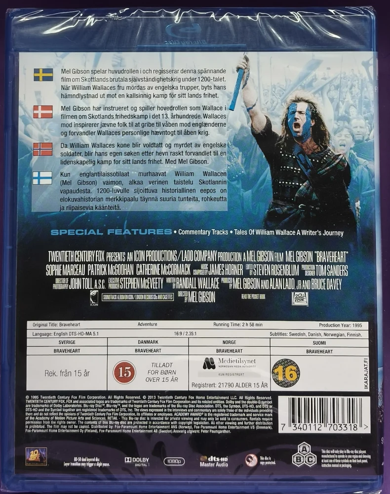 UUSI! BLU-RAY) Mel Gibson: Braveheart - Taipumaton (1995)