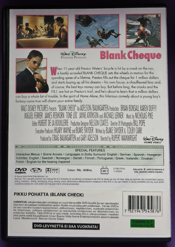 DVD) WALT DISNEY: Pikku pohatta - Blank Check (1994)
