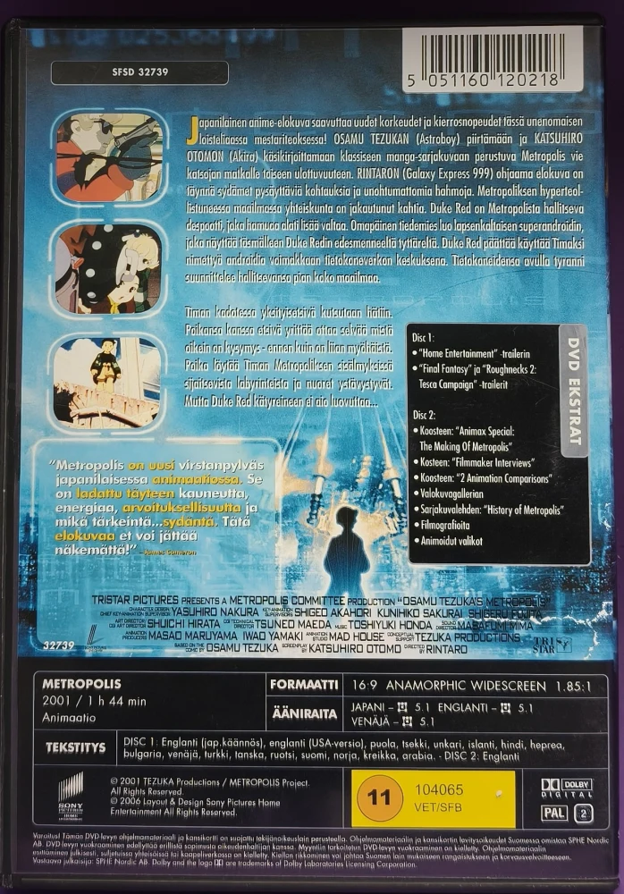 2 DVD) Metropolis (2001) SUOMIKANNET