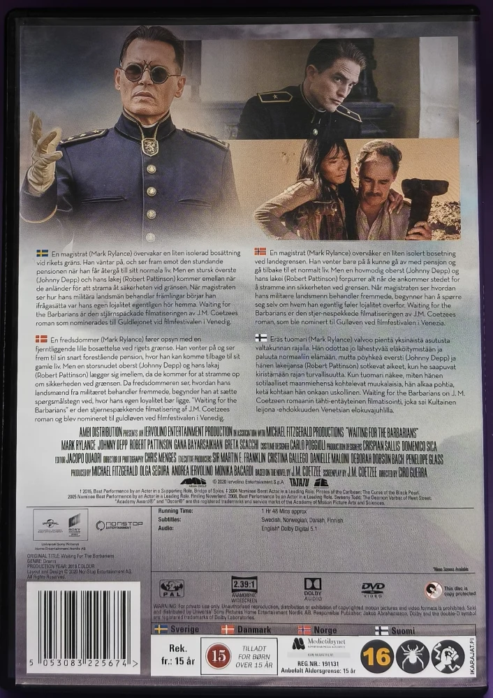 DVD) WAITING FOR THE BARBARIANS (2020) Johnny Depp