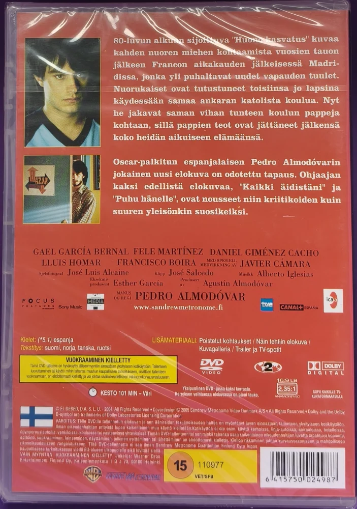 UUSI (DVD)  Pedro Almodovar : Huono kasvatus (2004)