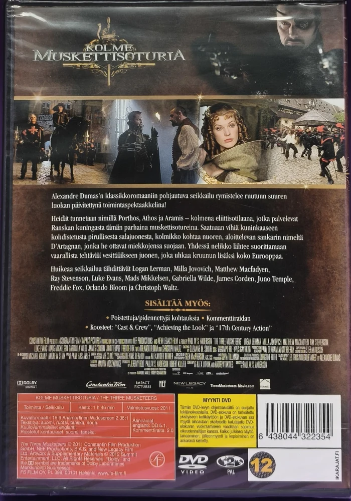 UUSI (DVD) Orlando Bloom: Kolme muskettisoturia (2011)