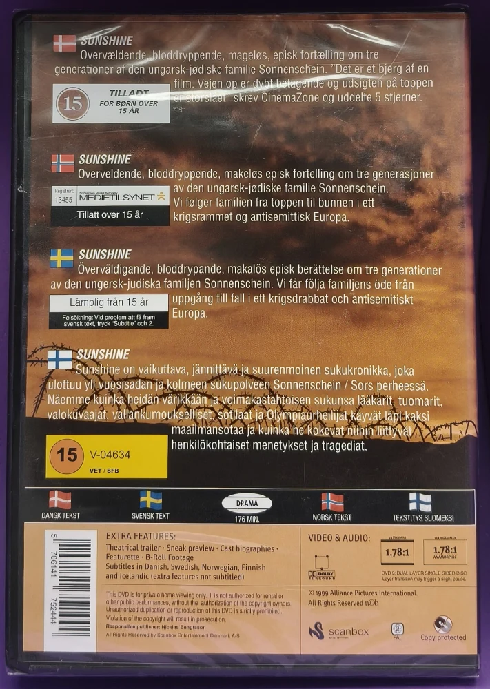 UUSI (DVD) Ralph Fiennes: Sunshine (1999)
