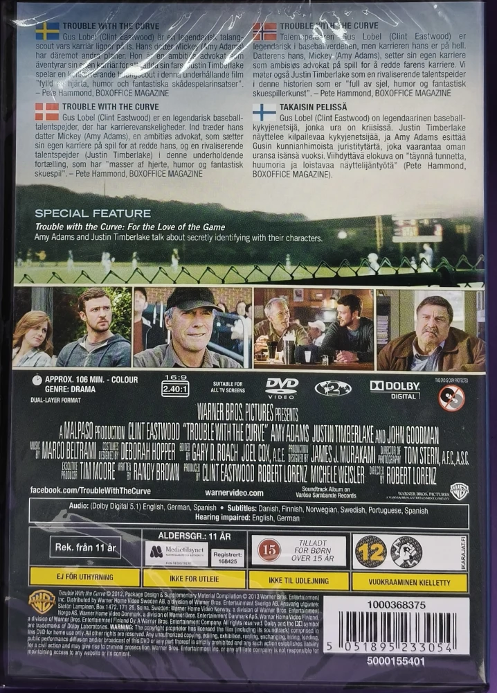 UUSI (DVD) Clint Eastwood: Trouble with the Curve - Takaisin pelissä (2012