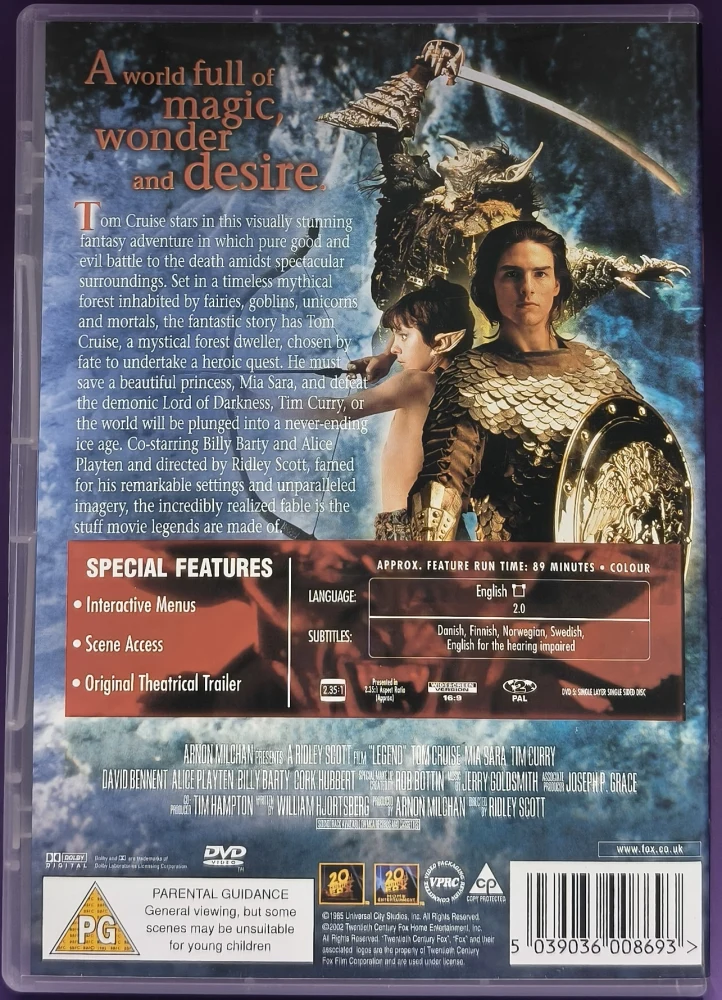 DVD) Tom Cruise: Legend - Legenda (1985)