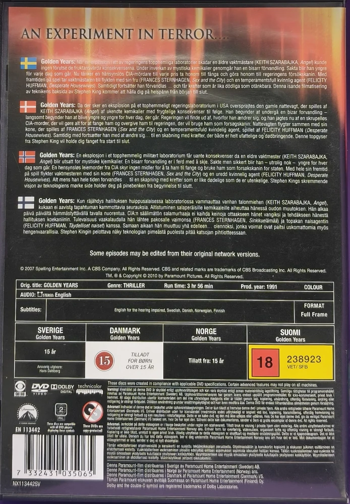 2 DVD) Stephen King's Golden Years (1991) MINISARJA