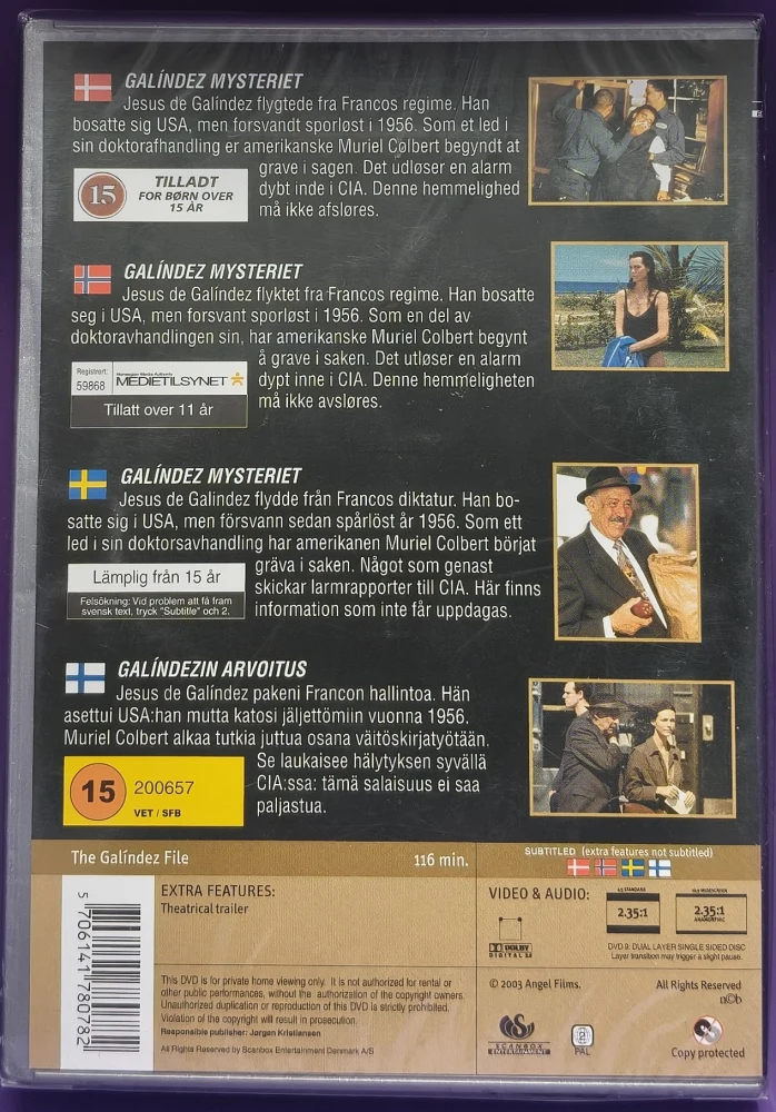UUSI (DVD) Harvey Keitel: The Galindez File (2003)