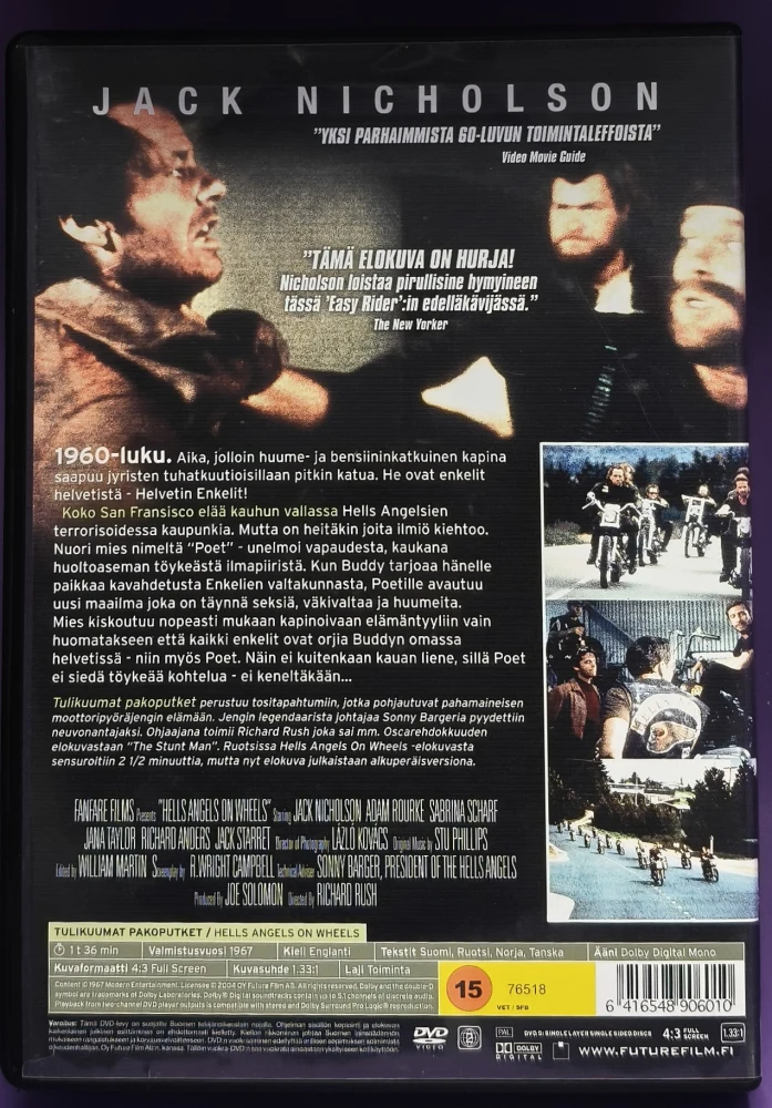 DVD) Jack Nicholson: Tulikuumat pakoputket (1967) SUOMIKANNET
