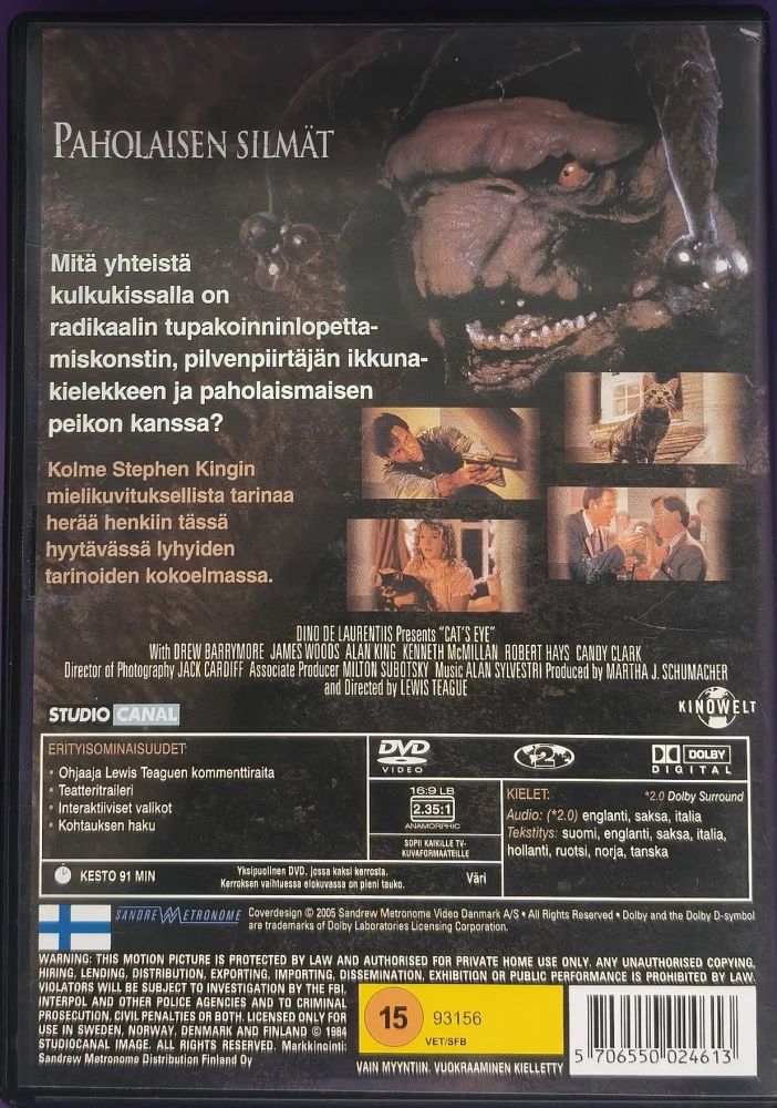 DVD) Stephen King: Paholaisen silmät (1995) SUOMIKANNET