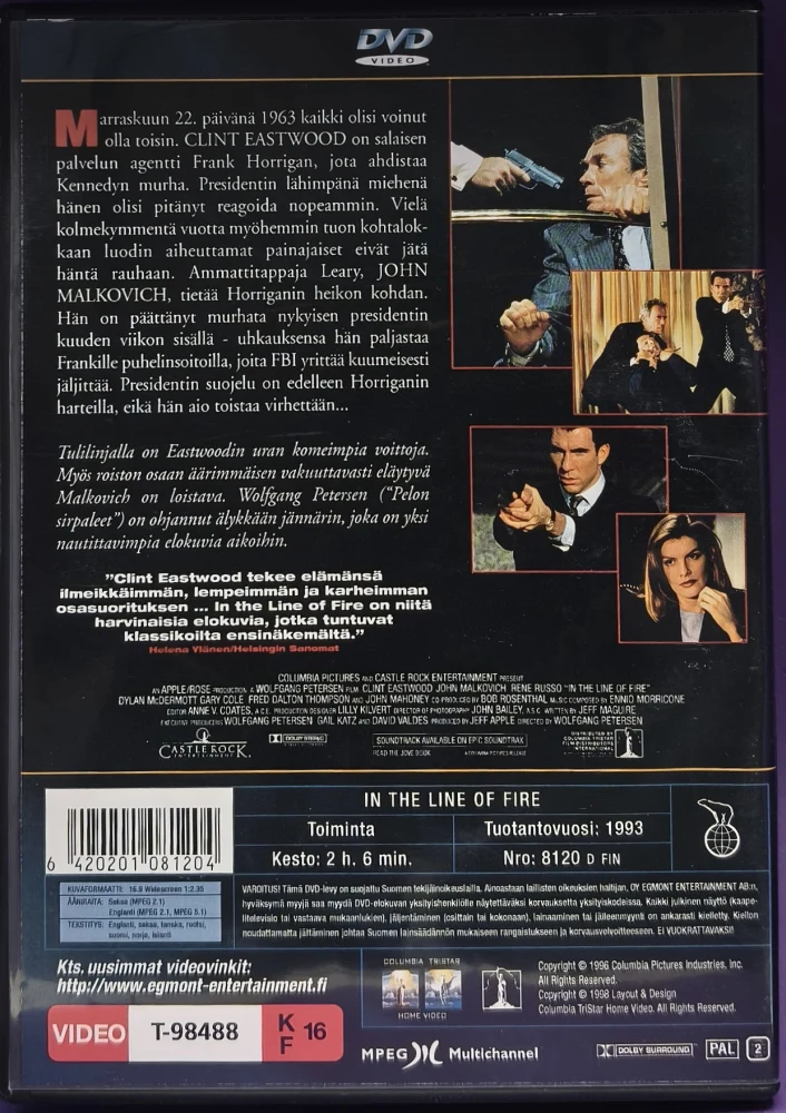 DVD) Clint Eastwood: Tulilinjalla (1993) EGMONT