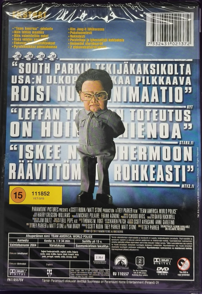 UUSI (DVD) Team America - Maailman poliisi (2004)