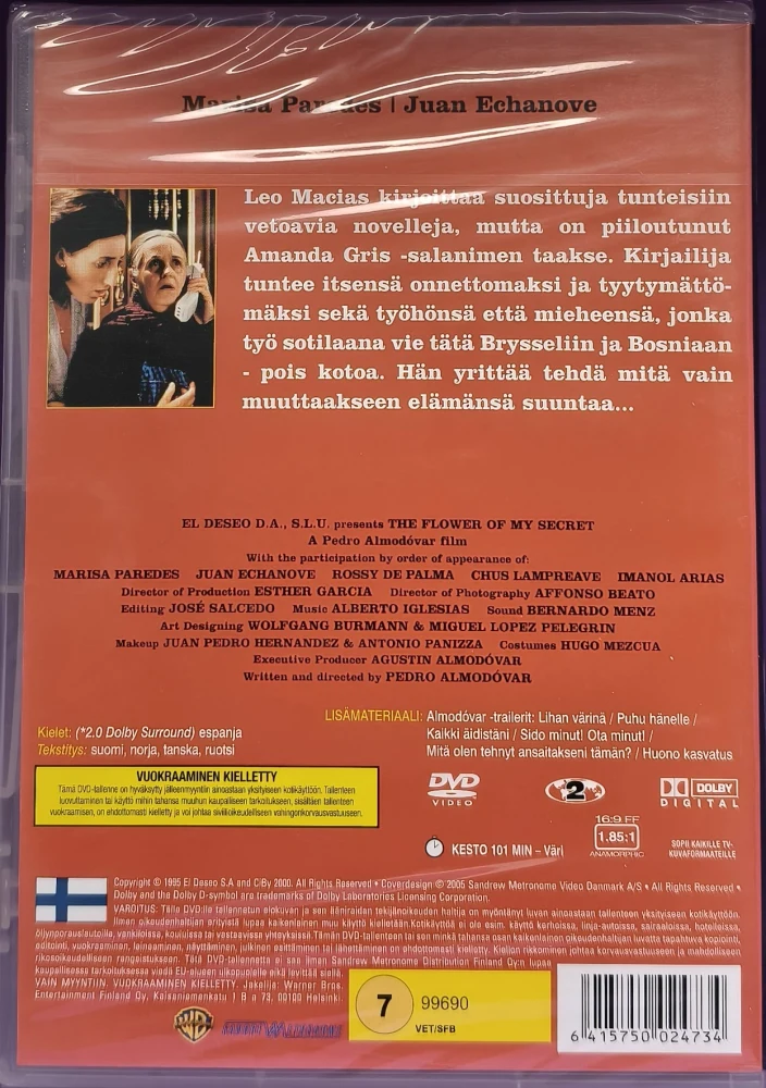 UUSI (DVD) Pedro Almodovar: Salaisuuteni kukka (1995)