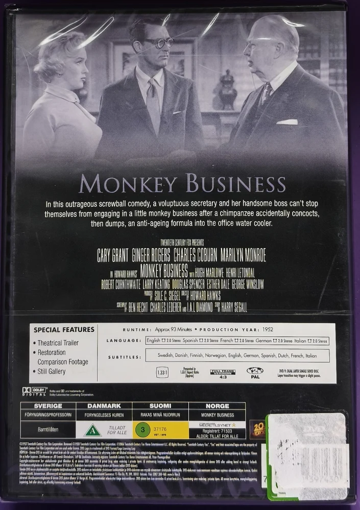 UUSI (DVD) Marilyn Monroe: Monkey Business - Rakas minä nuorrun (1952)