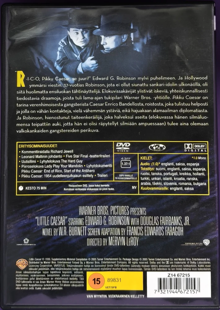DVD) Edward G. Robinson: Pikku Caesar (1931) SUOMIKANNET