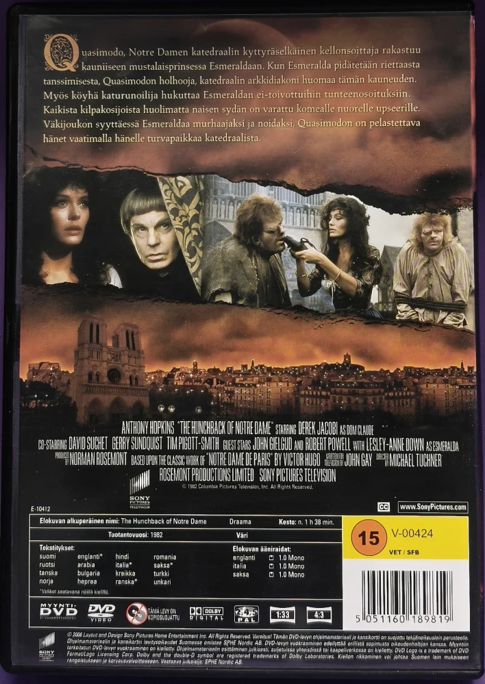 DVD) Anthony Hopkins: Notre Damen kellonsoittaja (1982) SUOMIKANNET
