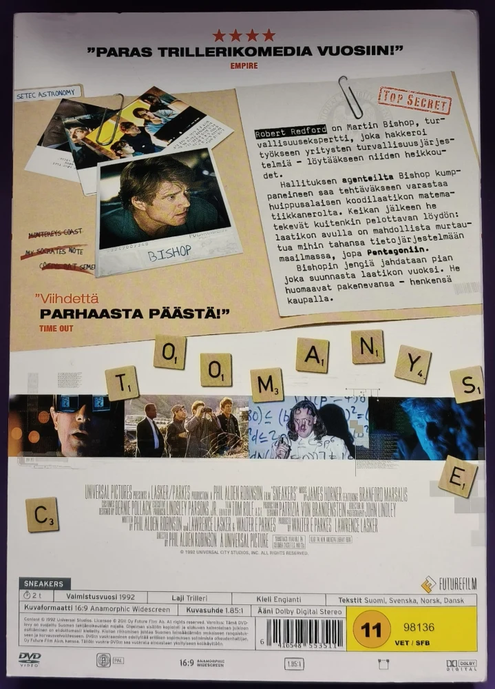DVD) Robert Redford: Sneakers (1992) SUOMIKANNET