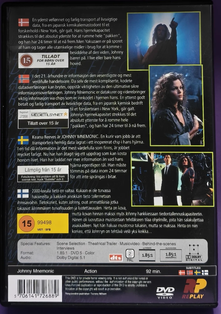 DVD) Keanu Reeves : Johnny Mnemonic (1995)