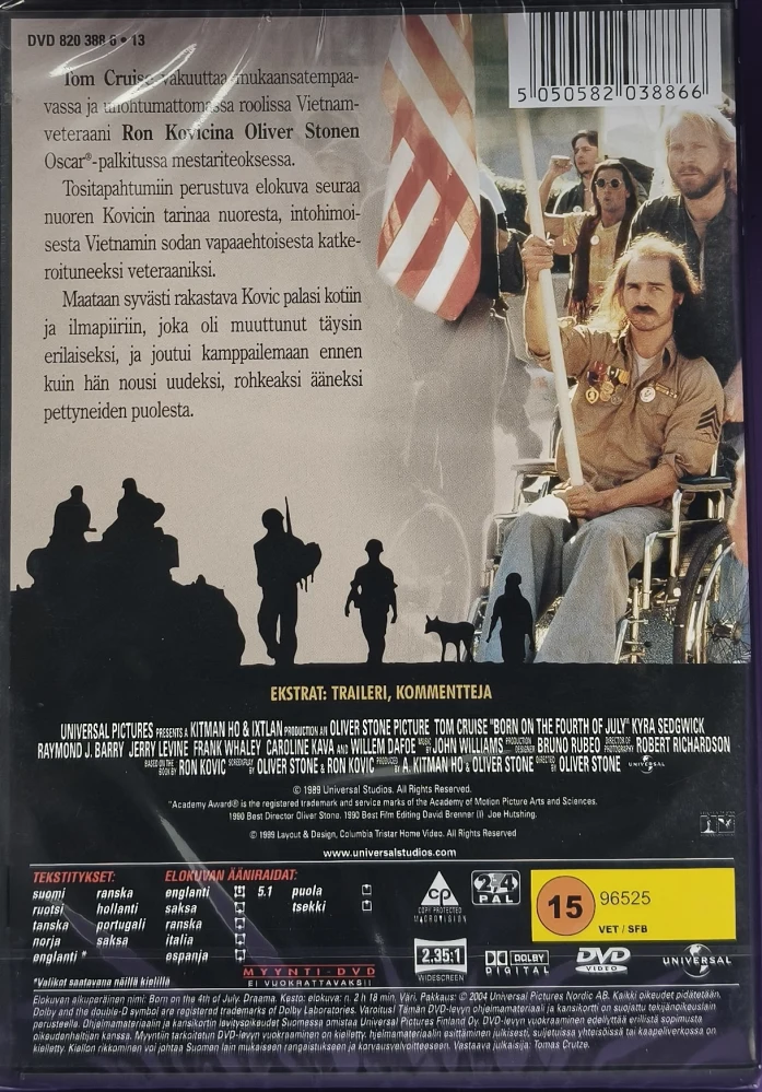 UUSI (DVD) Tom Cruise: Syntynyt 4. Heinäkuuta - SUOMIKANNET (1989)