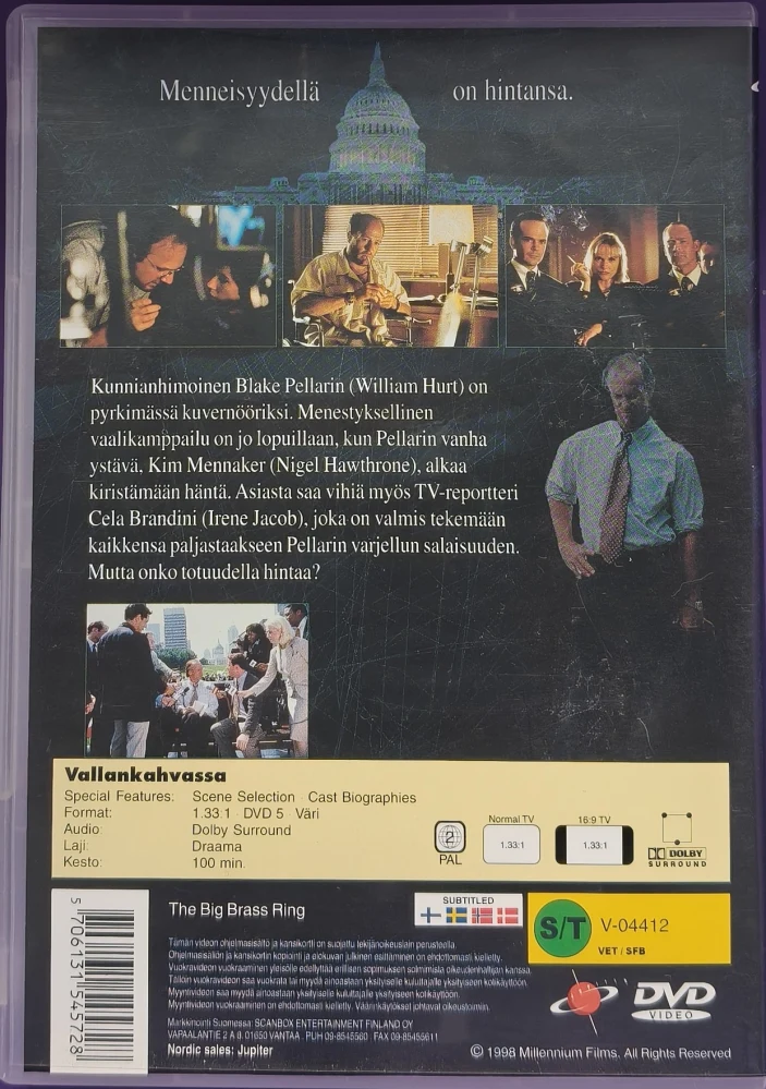 DVD) William Hurt: Vallan kahvassa - The Big Brass Ring (1999) JUPITER
