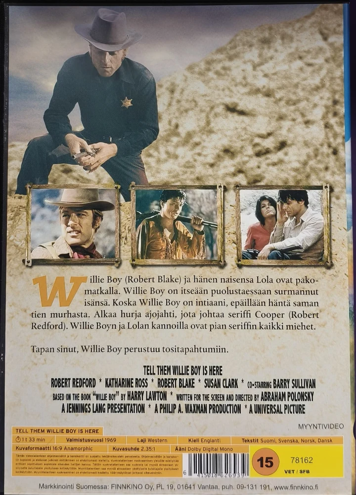 DVD) Robert Redford: Tapan sinut, Willie Boy (1969) SUOMIKANNET